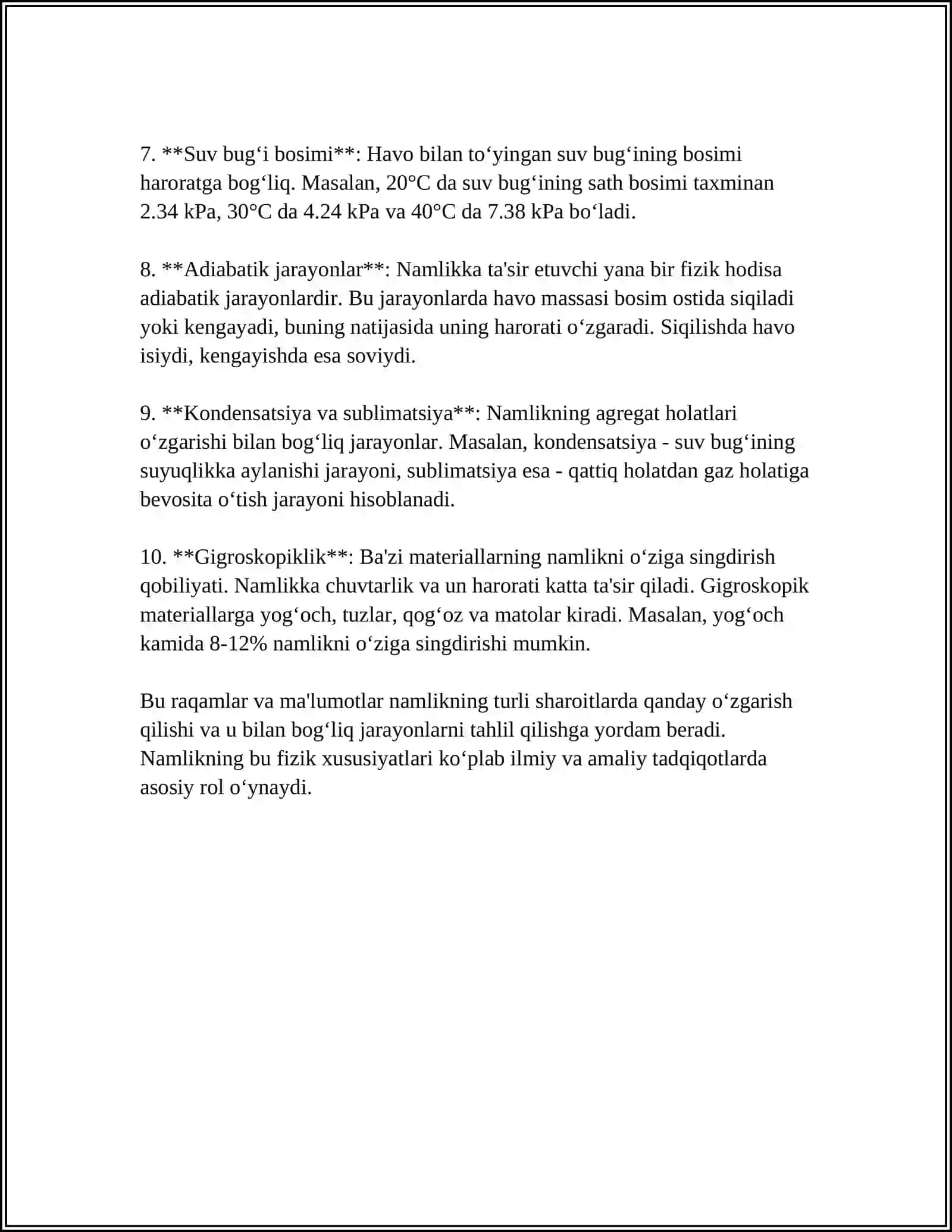 MUSTAQIL ISH Mavzu: NAMLIK VA MATERIAL ORASIDAGI BOĜLANMANING TURLARI 4