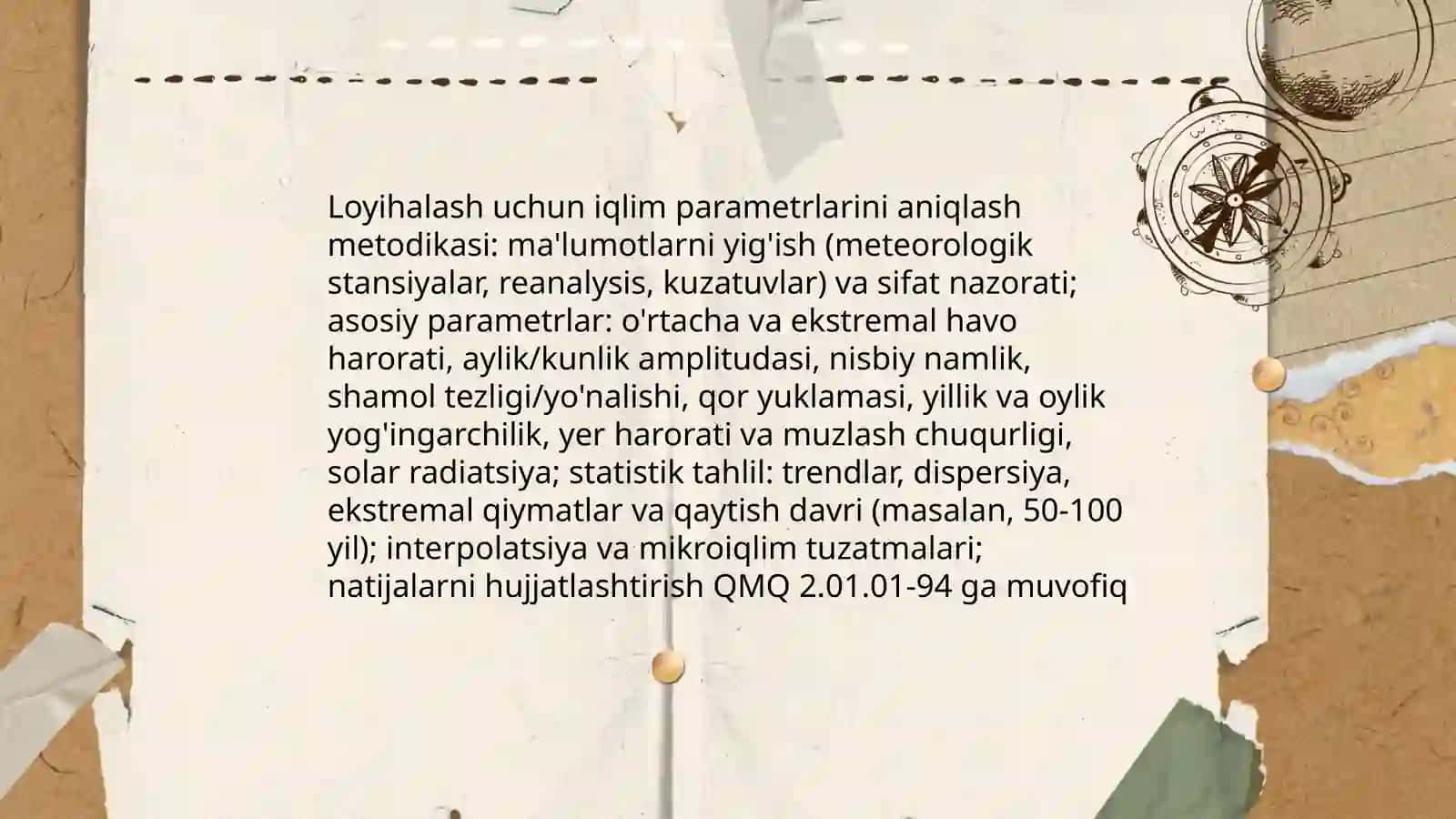 QMQ 2.01.01-94. Loyhalash uchun iqlimiy-fizikaviy va geologik ma'lumotlarining tahlili 4