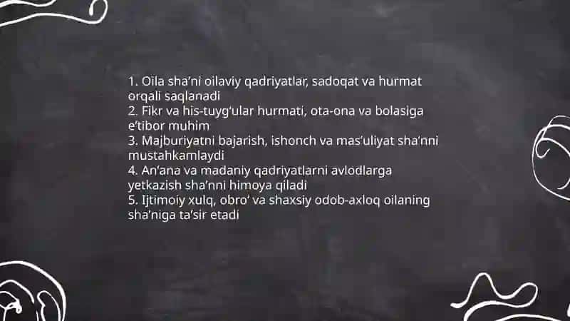 OILA MASʼULIYATI, SHA'NI VA QADRI 4