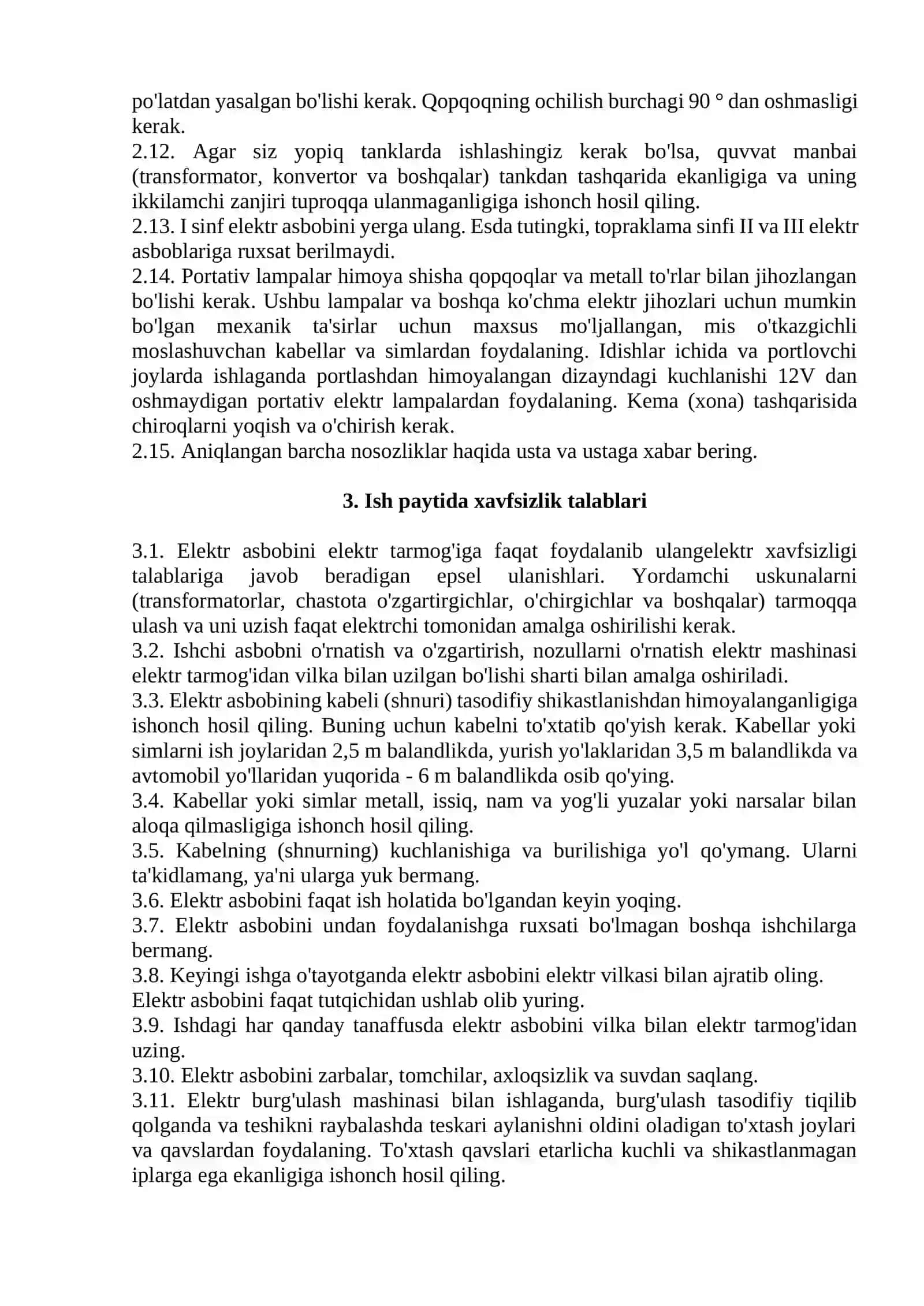 Fabrika elektr ta’minoti uskunalarda xavfsizlik qoidalari 4