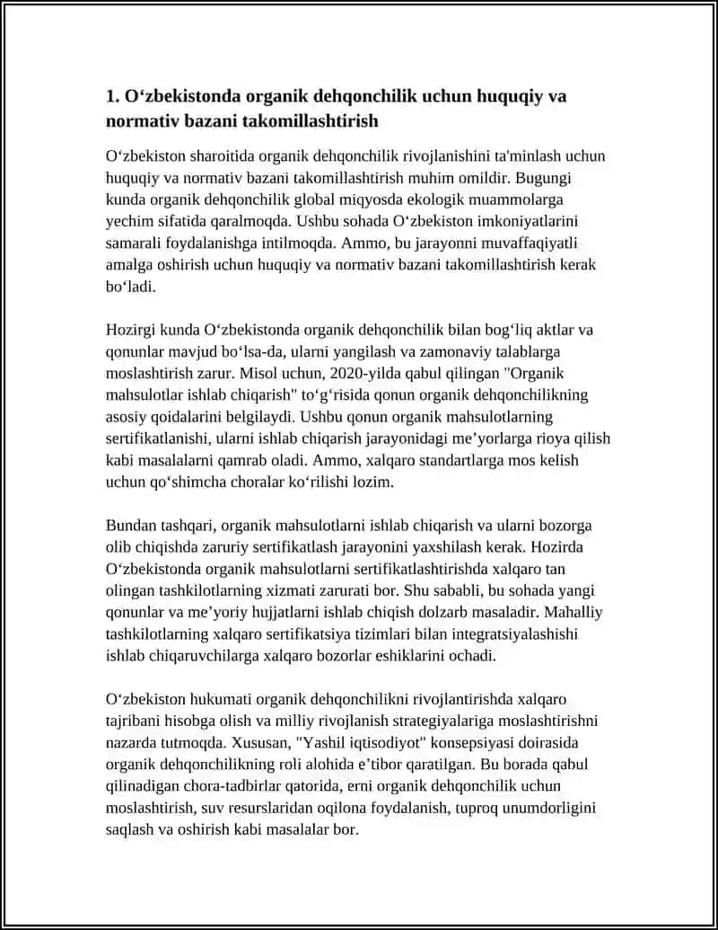 OʻZBEKISTON SHAROITIDA ORGANIK DEHQONCHILIKNI RIVOJLANTIRISH ISTIQBOLLARI 4