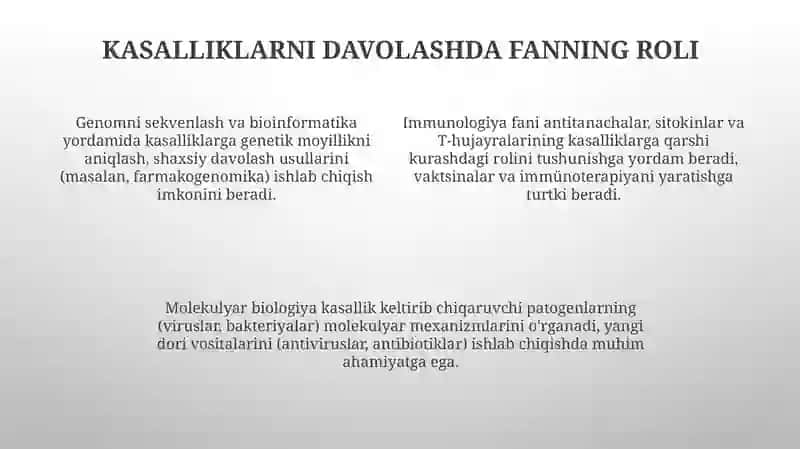 Kasalliklarni tashxislash va davolashda fanning o'rni 4
