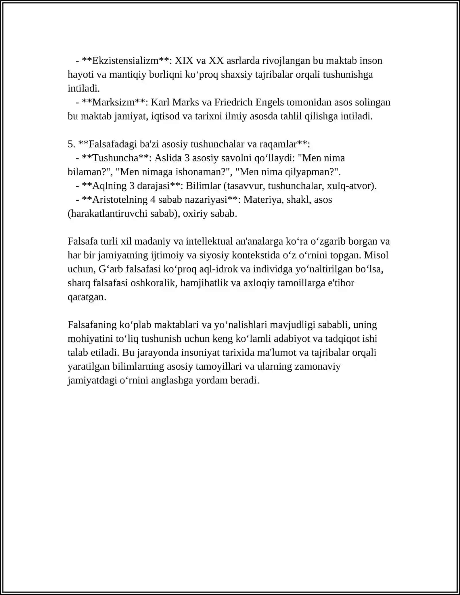 FALSAFANING MOHIYATIGA OID SHARQ VA ĞARB MUTAFFAKKIRLARI TARIFLARINI TASNIFLASH VA ULAR BÒYICHA PREZENTASSIYA TAYYORLASH 4