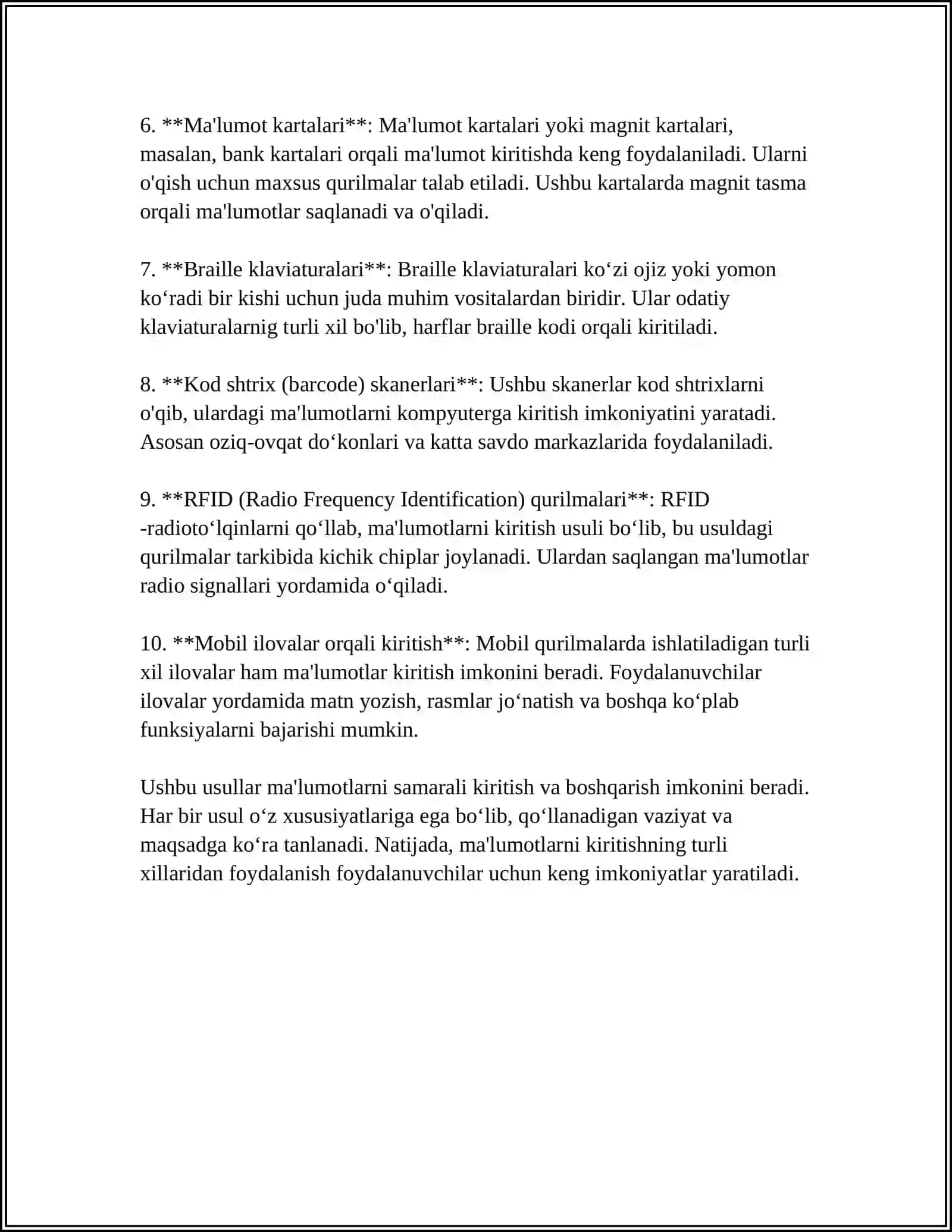 KOMPYUTERGA MA'LUMOTLARNI KIRITISH-CHIQARISH TIZIMLARI 4
