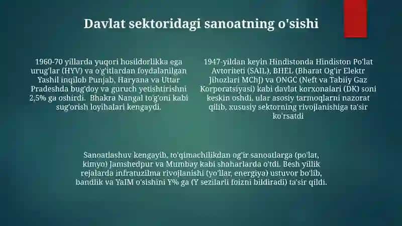 Mustaqillik yillarida qishloq hujaligi va sanoat sohasidagi o’zgarishlar 4