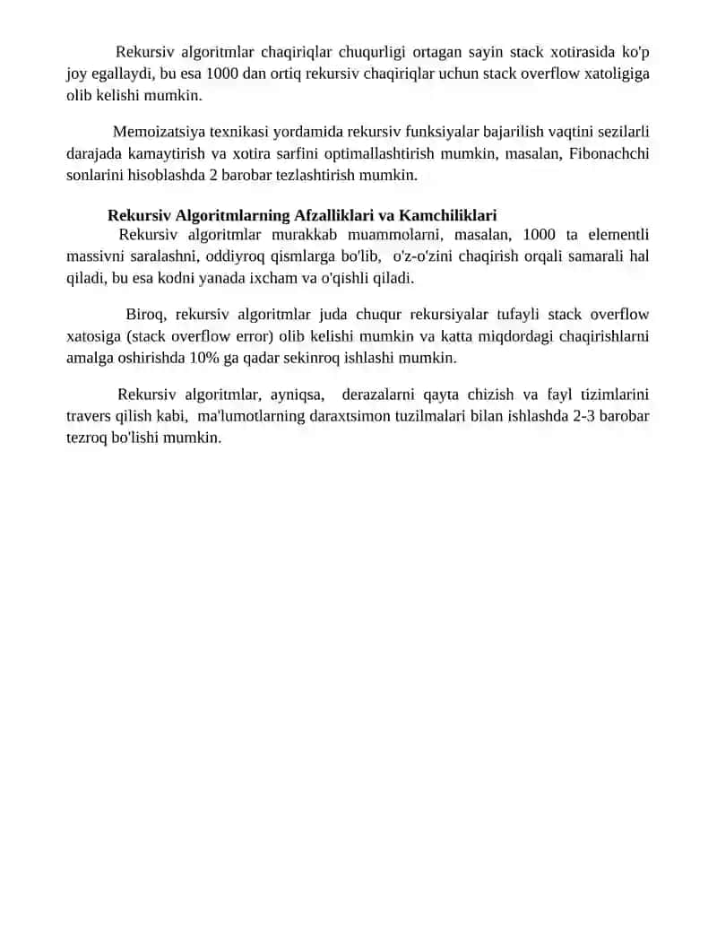 Rekursiv algoritmlar va ularning vazifalari 4