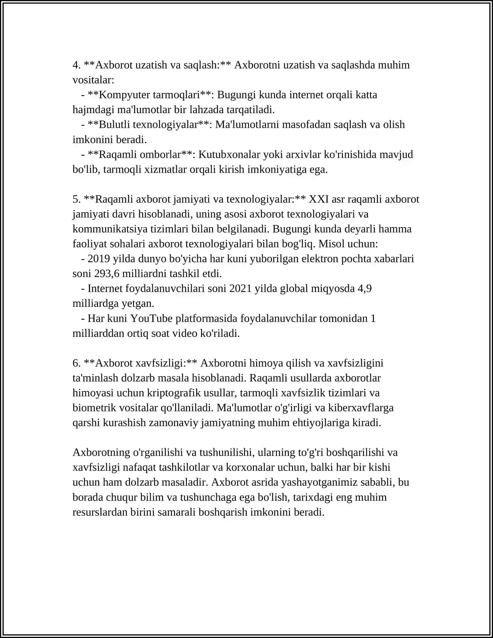 AXBOROT TUSHUNCHASI TURLARI VA XOSSALARI 4