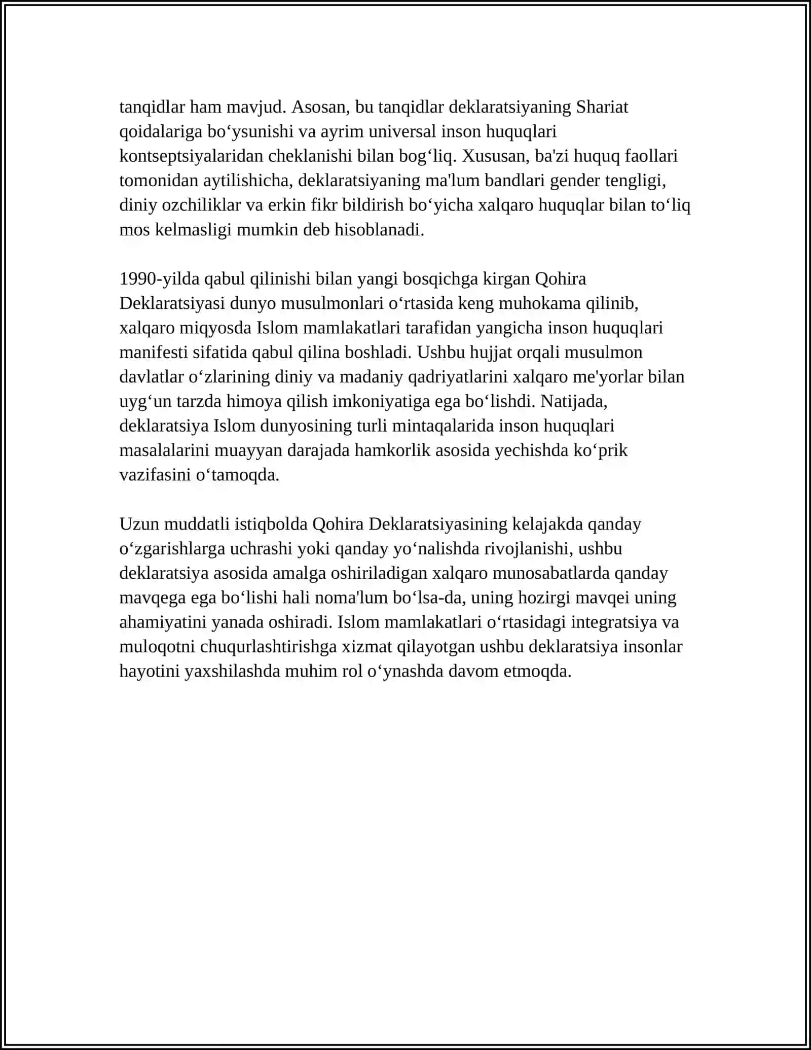 Qohira Deklaratsiyasi Tarixi va Mazmuni 4