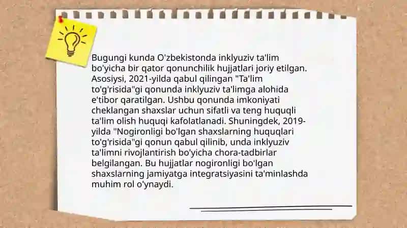 Ôzbekistonda inklyuziv ta'limning me'yoriy huquqiy bazasini tahlil qilish 4