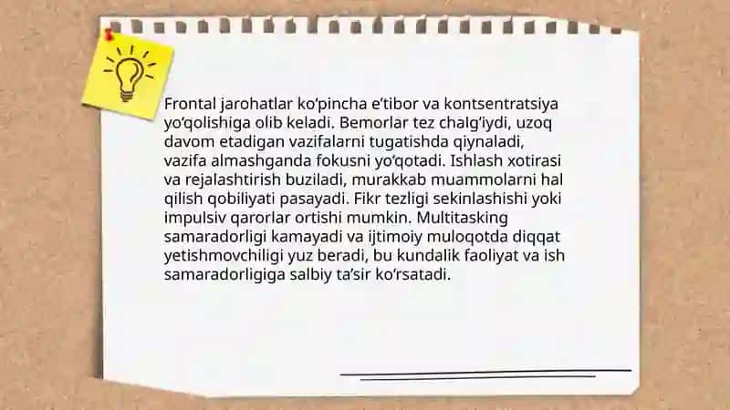 Miyaning frontal sohasi shikastlanganda fikrning buzilishi 4