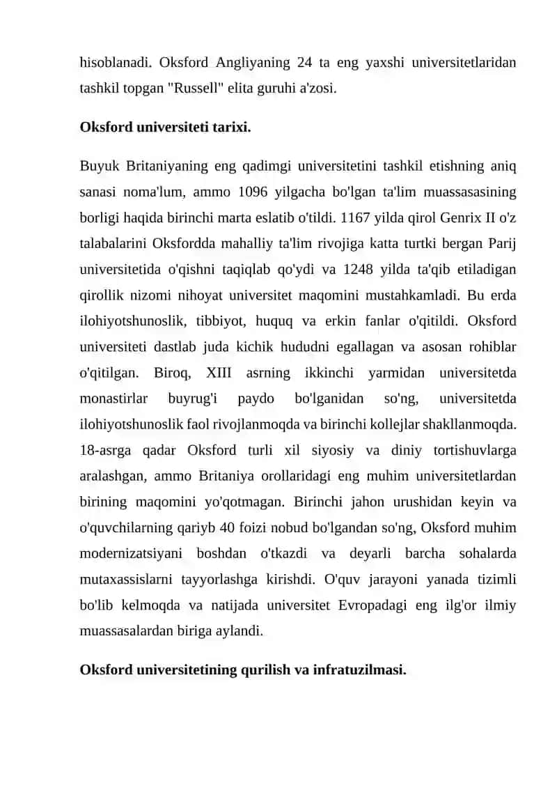 Oksford universitetining shakllanish tarixi va bugungi kundagi faoliyati 4