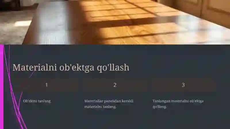 Ob'ektlarga materiallarni qo'llash va ularni sozlash 4