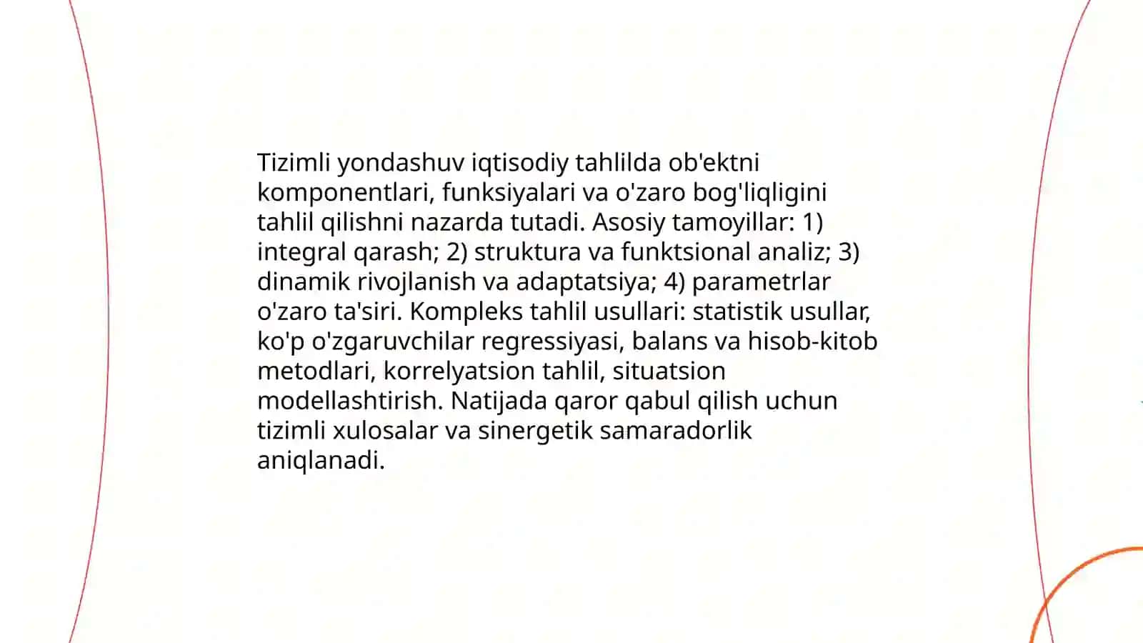 Iqtisodiy tahlil fani metodining oʻziga xos xususiyatlari 4