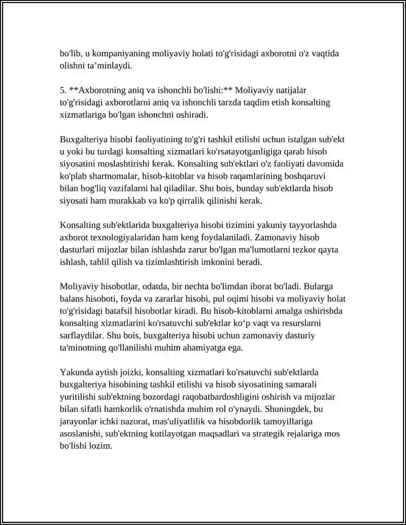 KONSALTING XIZMATLARINI KO’RSATUVCHI SUB’EKTLARDA BUXGALTERIYA HISOBI 4