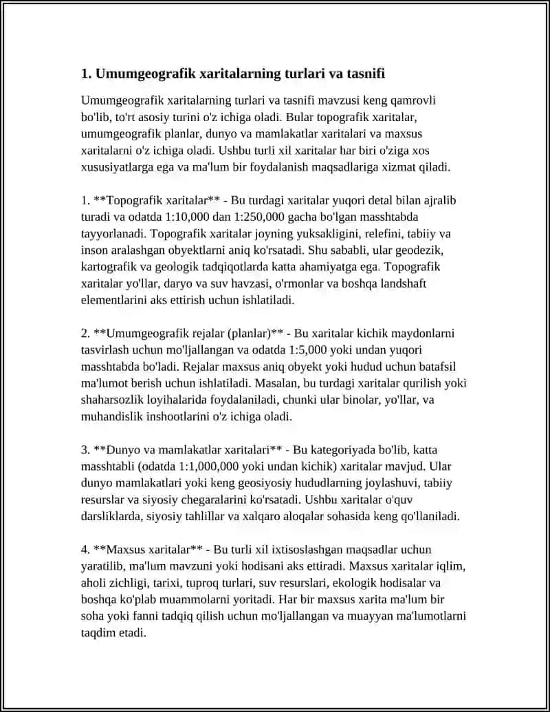 Umumgeografik Xaritalarni, O‘rganish Ularni Tahlili va Bayoni 4