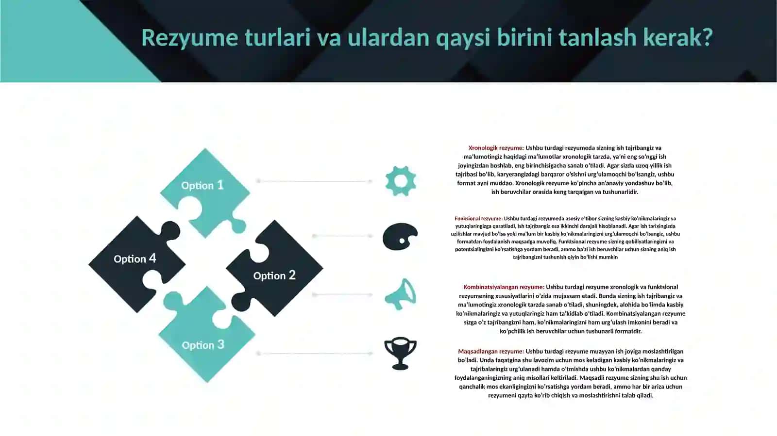Ta'sirchan rezyume va boshqa shaxsiy biografik ma'lumotlar tuzish 4