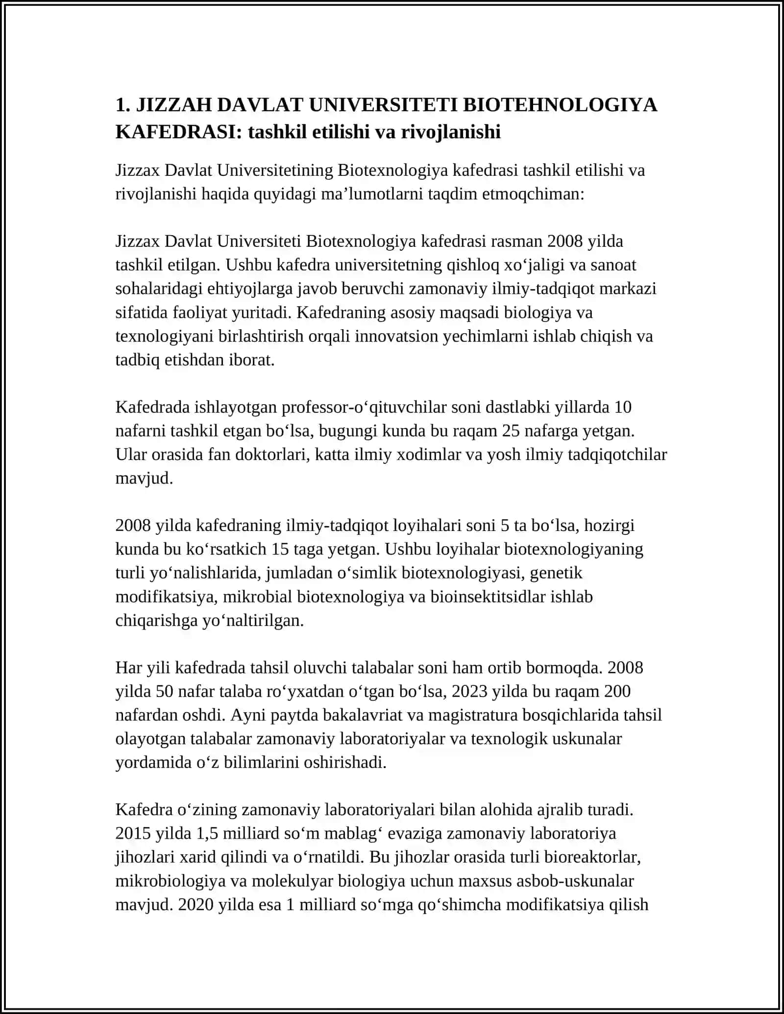 JIZZAH DAVLAT UNIVERSITETI BIOTEHNOLOGIYA KAFEDRASI 4