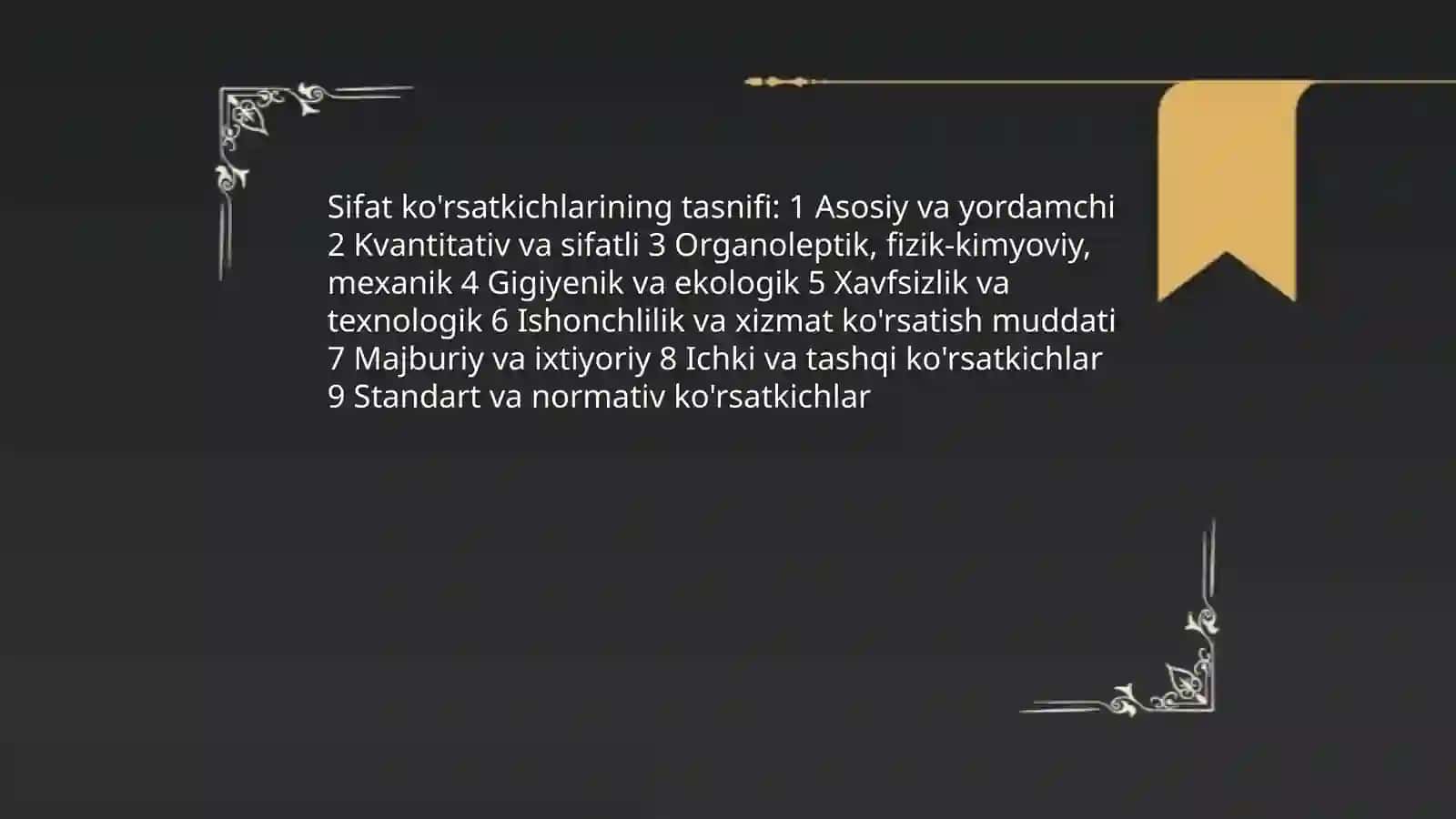 Mahsulot sifati va sifat kõrsatkichlari 4
