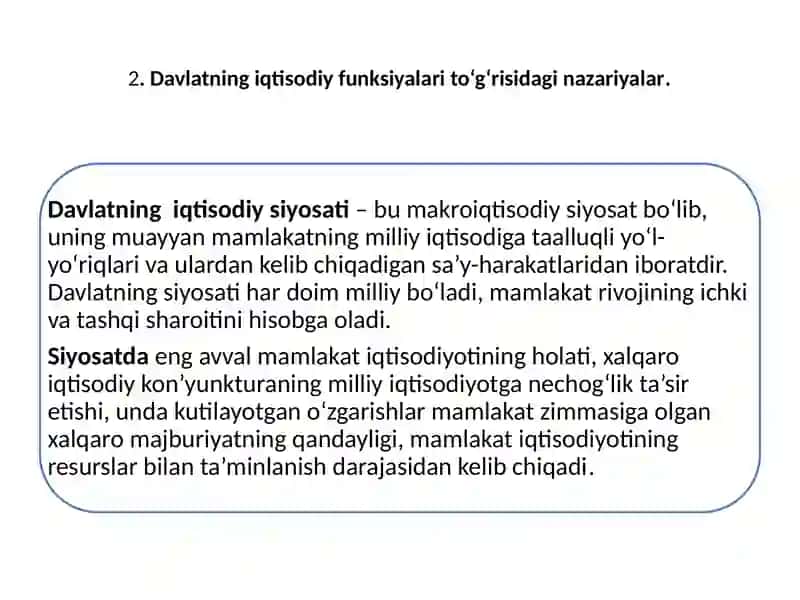 Iqtisodiyot, bozor va iqtisodiy siyosat. Iqtisodiy siyosat asoslari 4