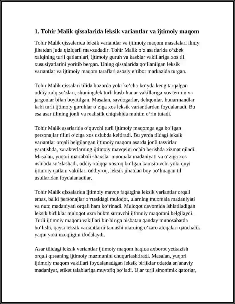 TOHIR MALIK QISSALARI TILINING SOTSIOLINGVISTIK TAHLILI 4