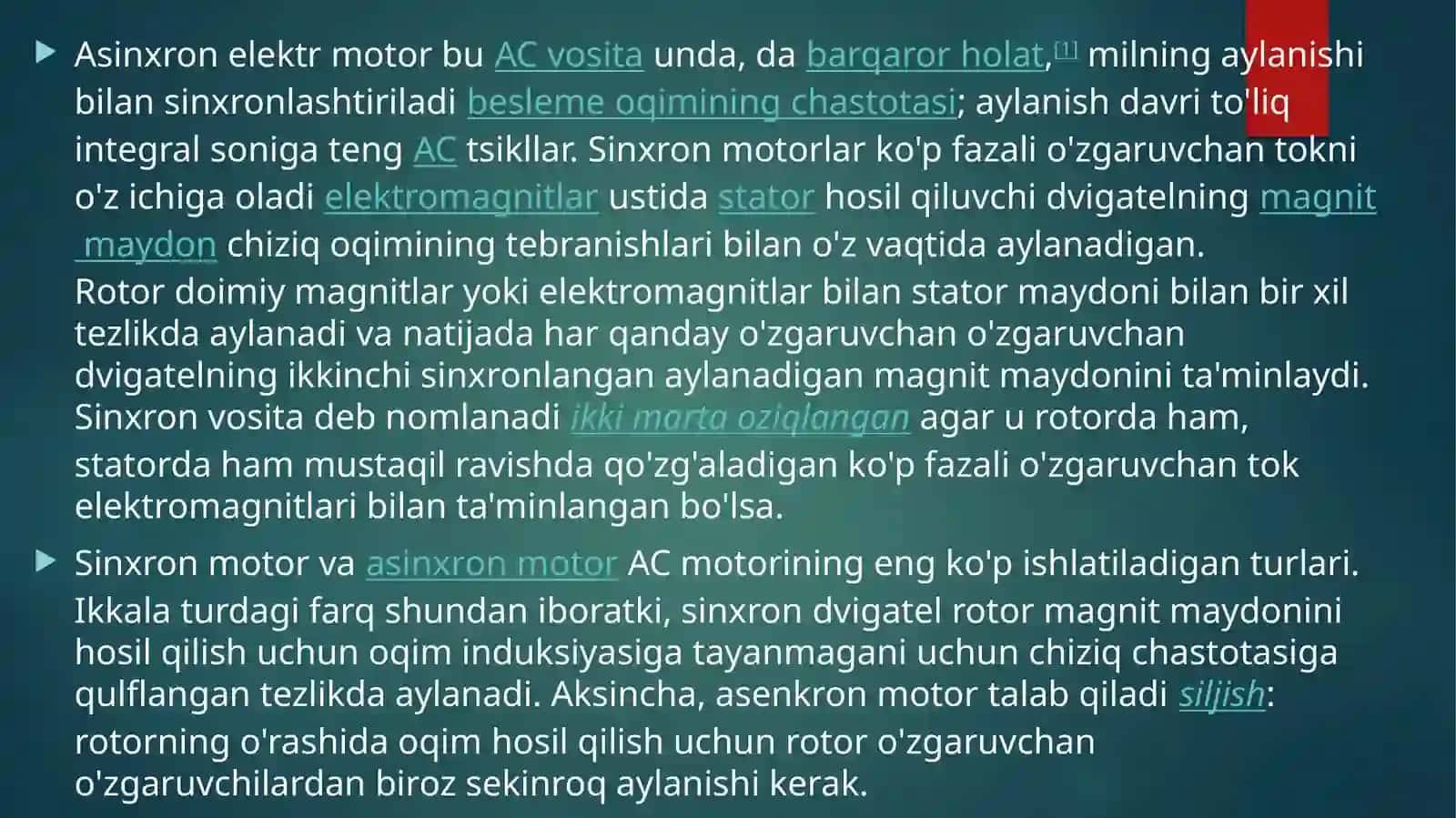 Sinxronmotorlarni U-simon tavsifi 4