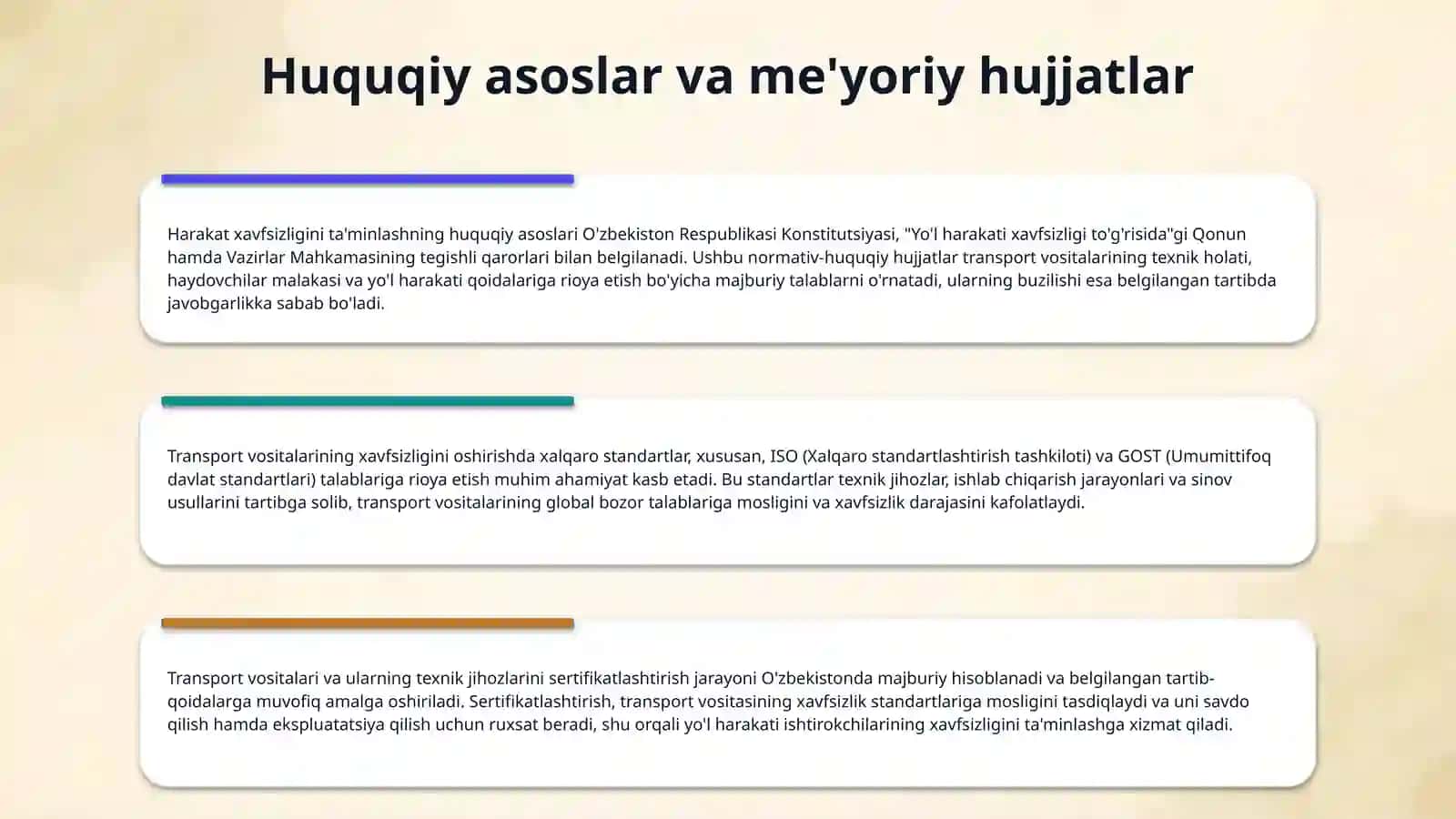 Trasnport vositalarida harakat xavfsizligini ta’minlashda qoʻyiladigan talablar 4