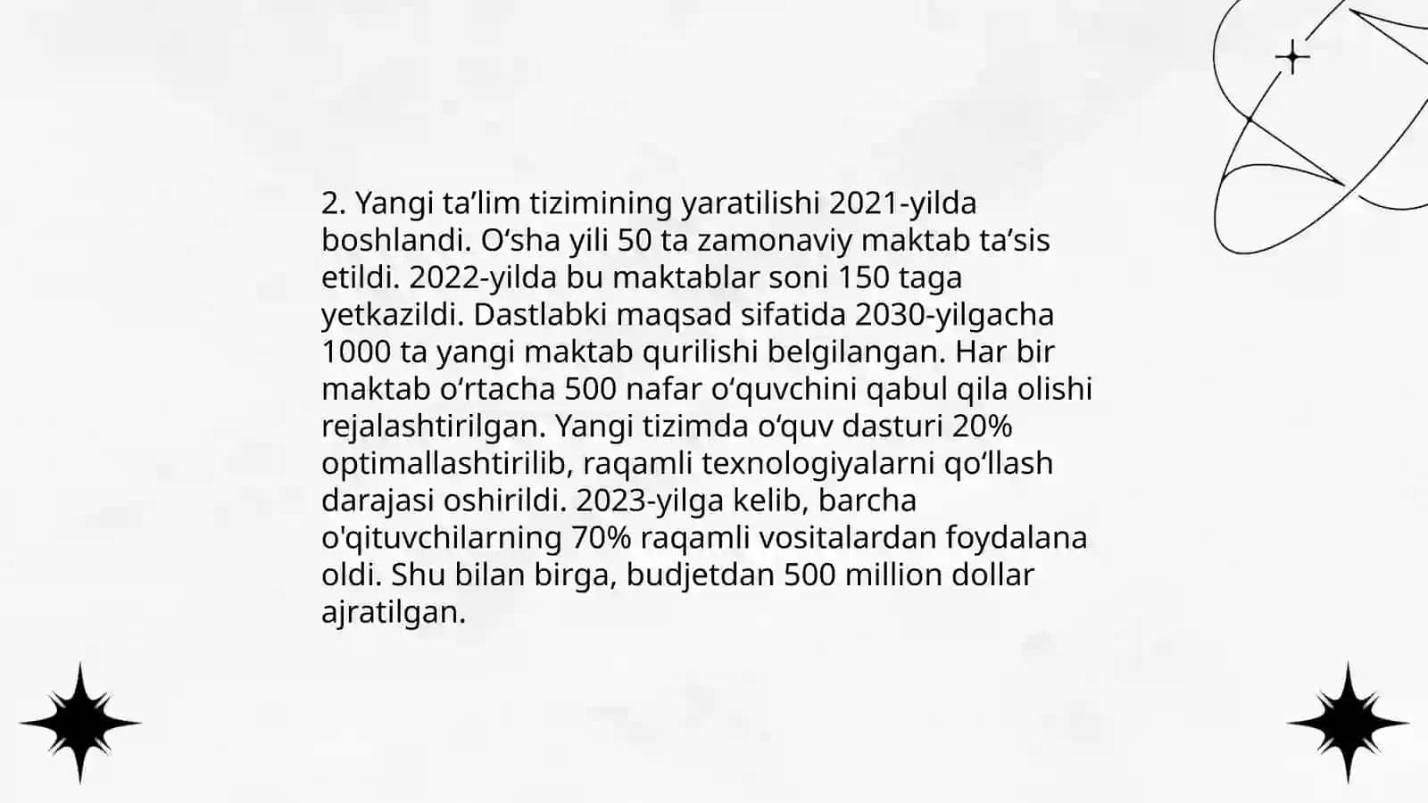 Mustaqillik yillarida Oʻzbekistonda taʼlim sohasidagi islohotlar 4