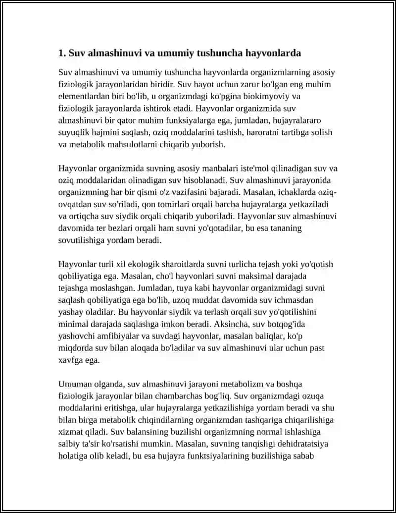 SUV ALMASHUVINING FIZIOLOGIYASI.HAYVONLARDA 4