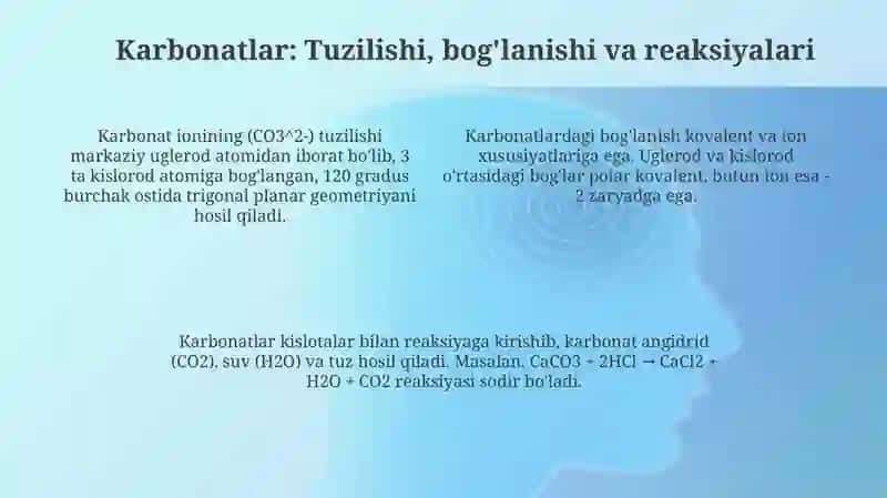 Karbonat kislota va karbonatlarning xossalari 4
