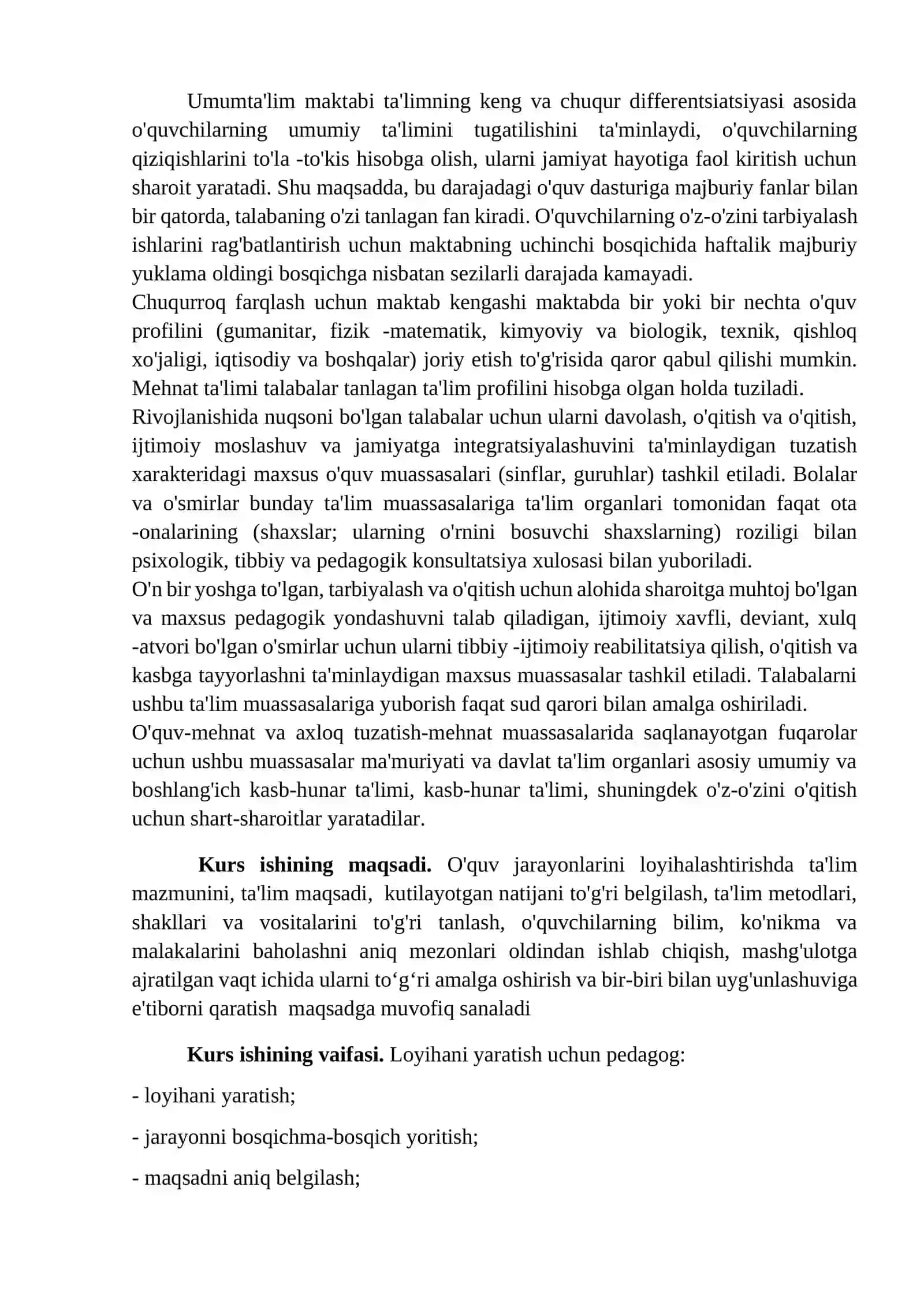 "PEDAGOGIK JARAYONNI LOYIHALASHTIRISH VA ULARNI TASHKIL ETISH BOSHQARISHNING NAZARIY ASPEKTLARI" 4