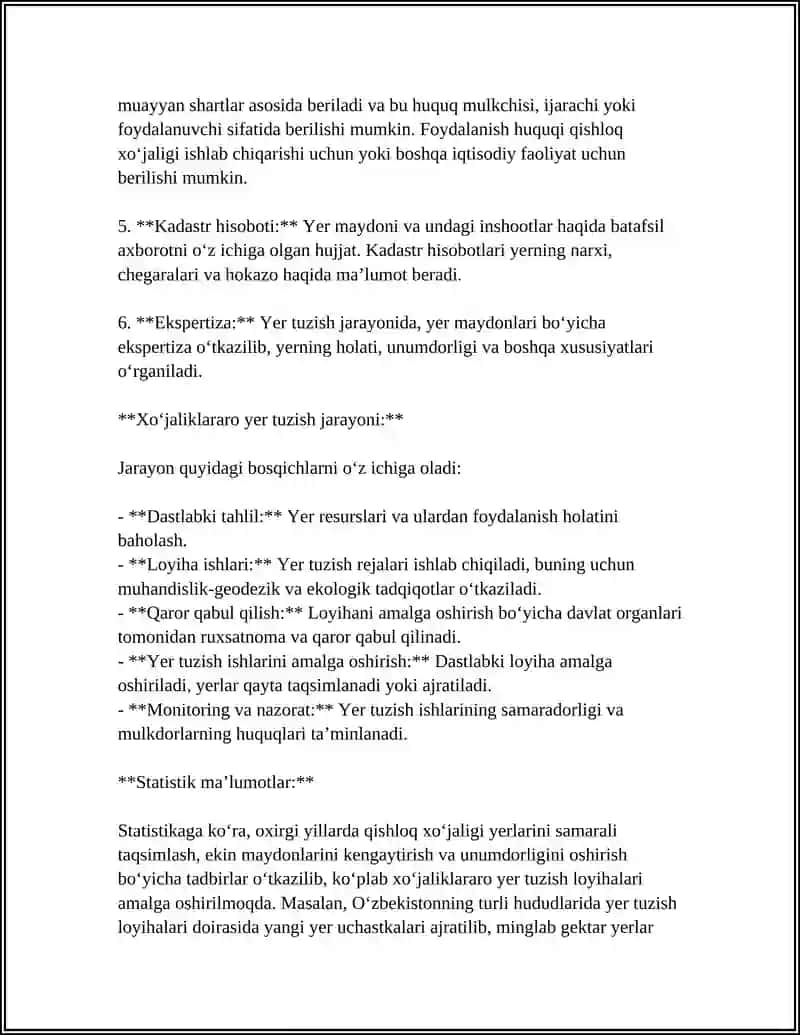 Xo‘jaliklararo yer tuzish tushunchasi, vazifalari, va mazmuni 4