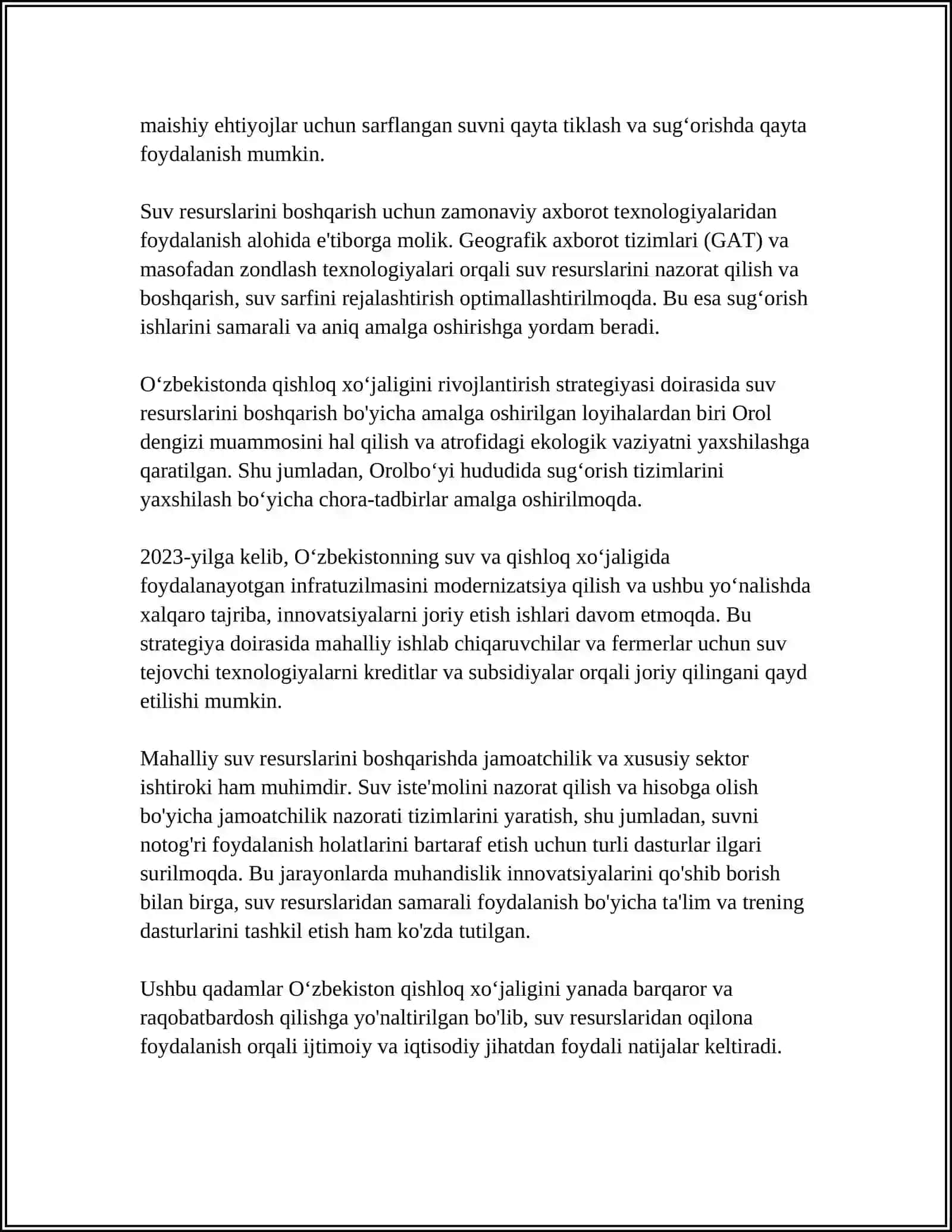 ÒZBEKISTONDA QISHLOQ XÒJALIGINI RIVOJLANTIRISH STRATEGIYASI 4