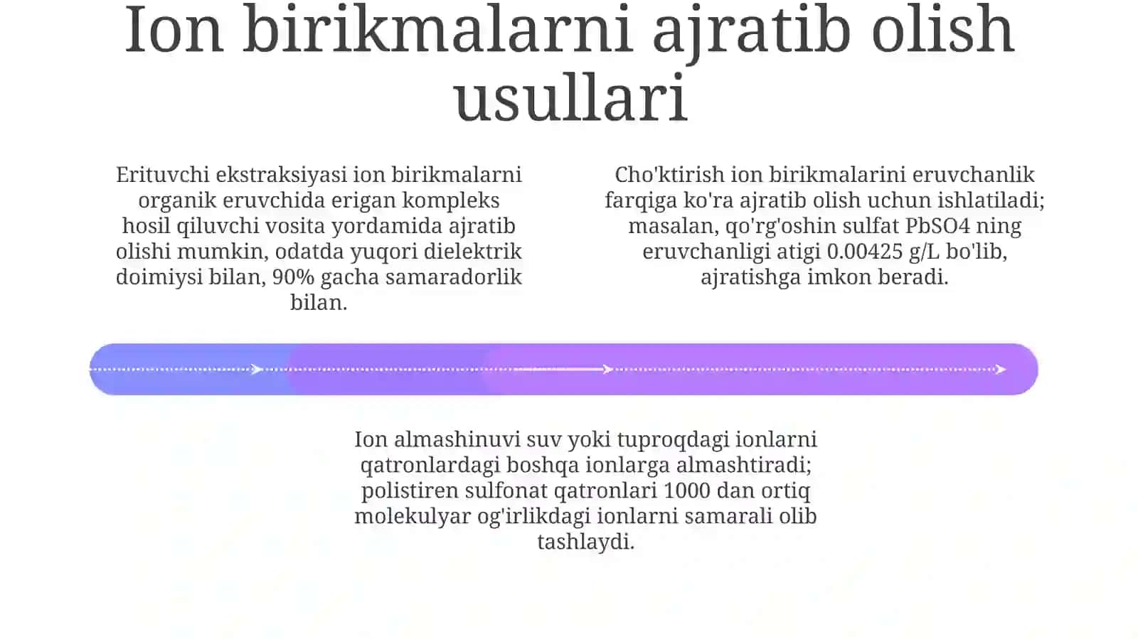 Ionik birikmalarni aniqlash va ajratib olish usullari 4
