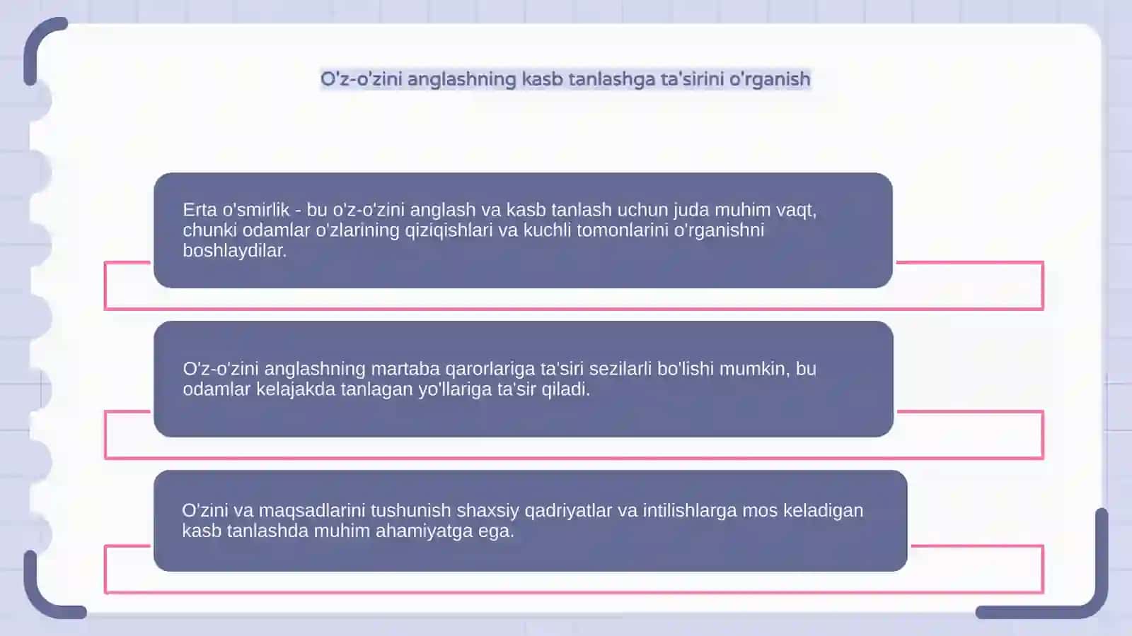 Ilk o'spirinlik davrida o'z-o'zini anglash va kasb tanlash muammosi 4