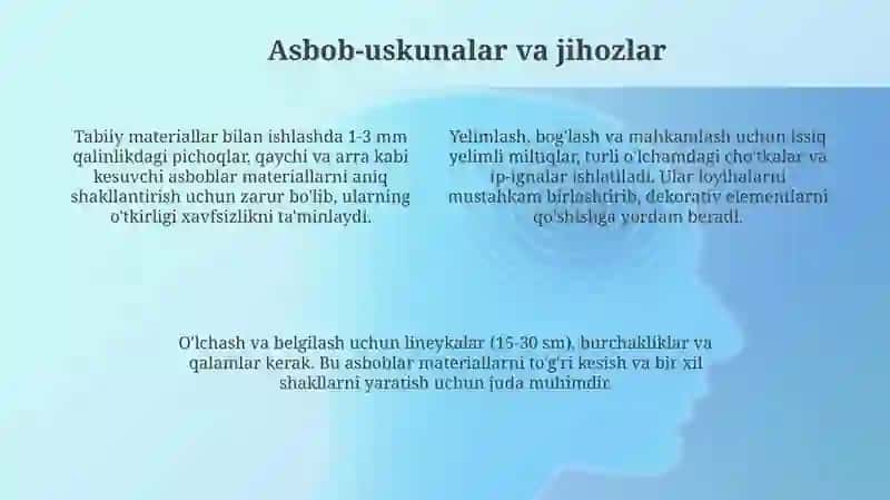 Tabiiymateriallar bilan ishlash darslari 4