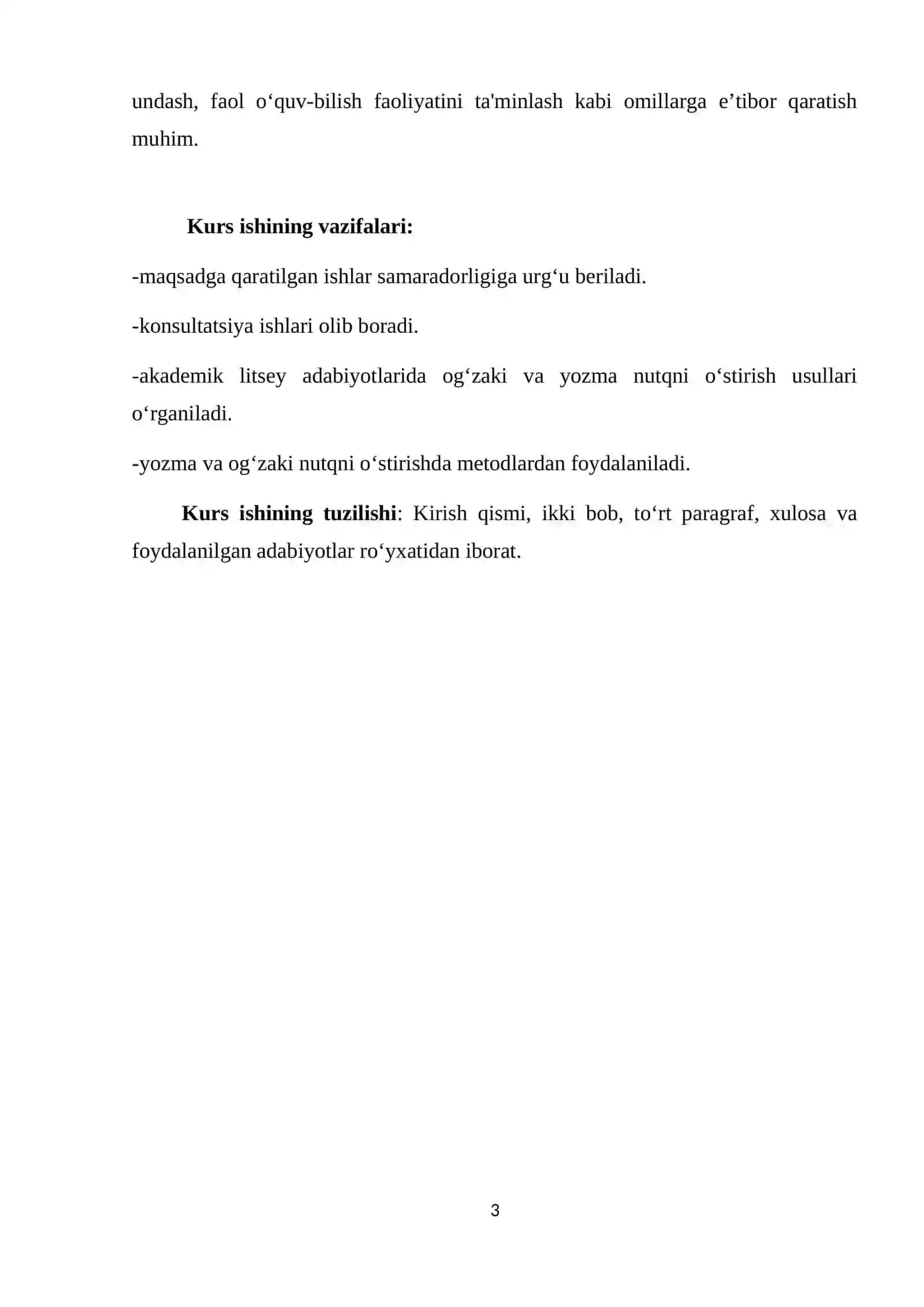 "ONA TILI O‘QITISH METODIKASI" FANIDAN KURS ISHI 4