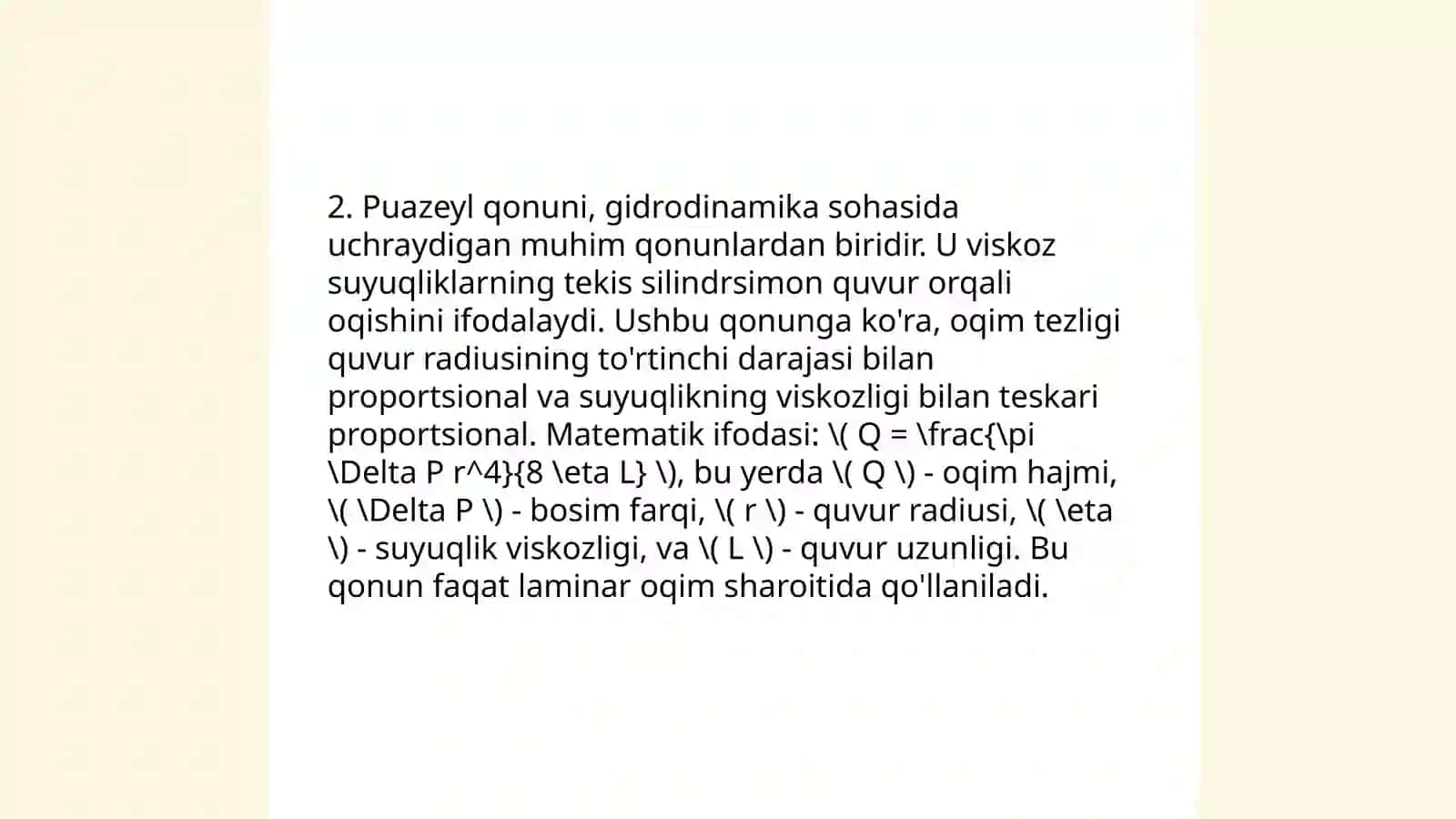 Qovushqoq suyuqliklarning naylaridan oqishi Puazeyl formulasi 4