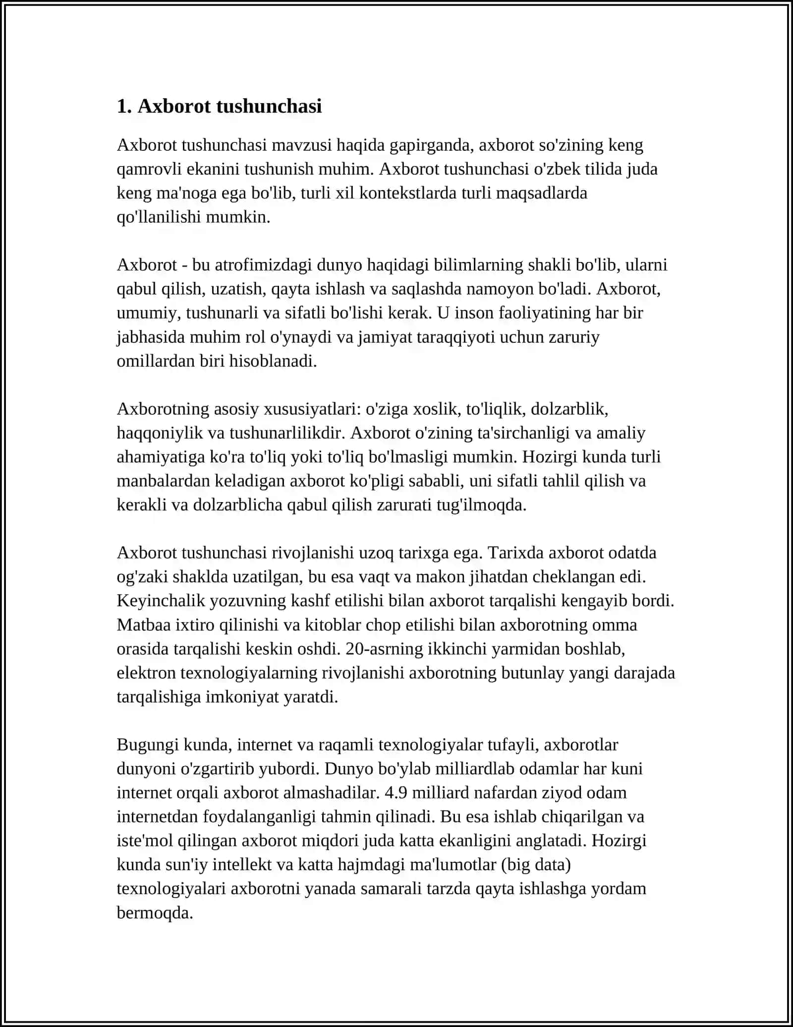 AXBOROT TUSHUNCHASI.AXBOROT TASHUVCHI VOSITALAR 4