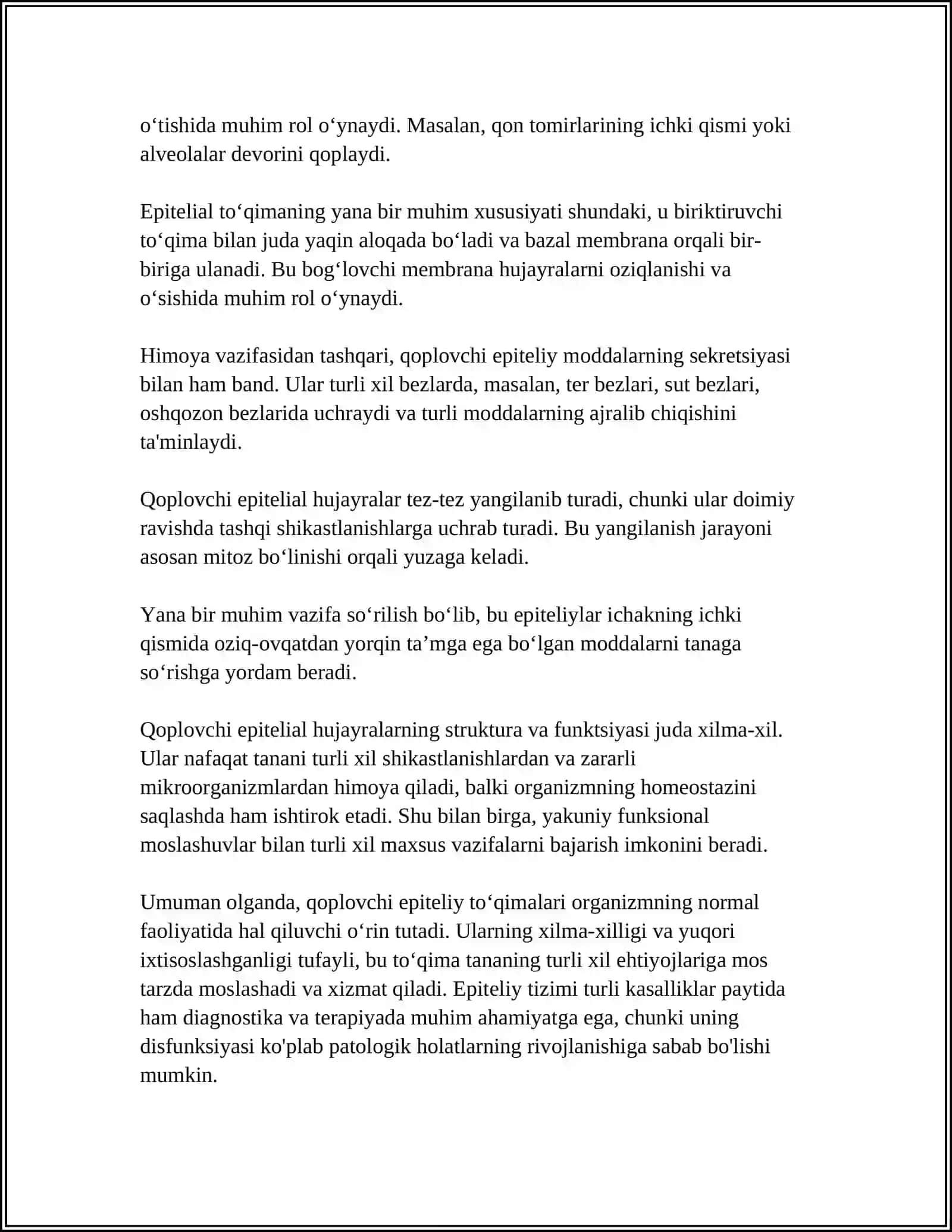 QOPLOVCHI EPITELIY BIRIKTIRUVCHI SUYAK TOʻQIMASI 4