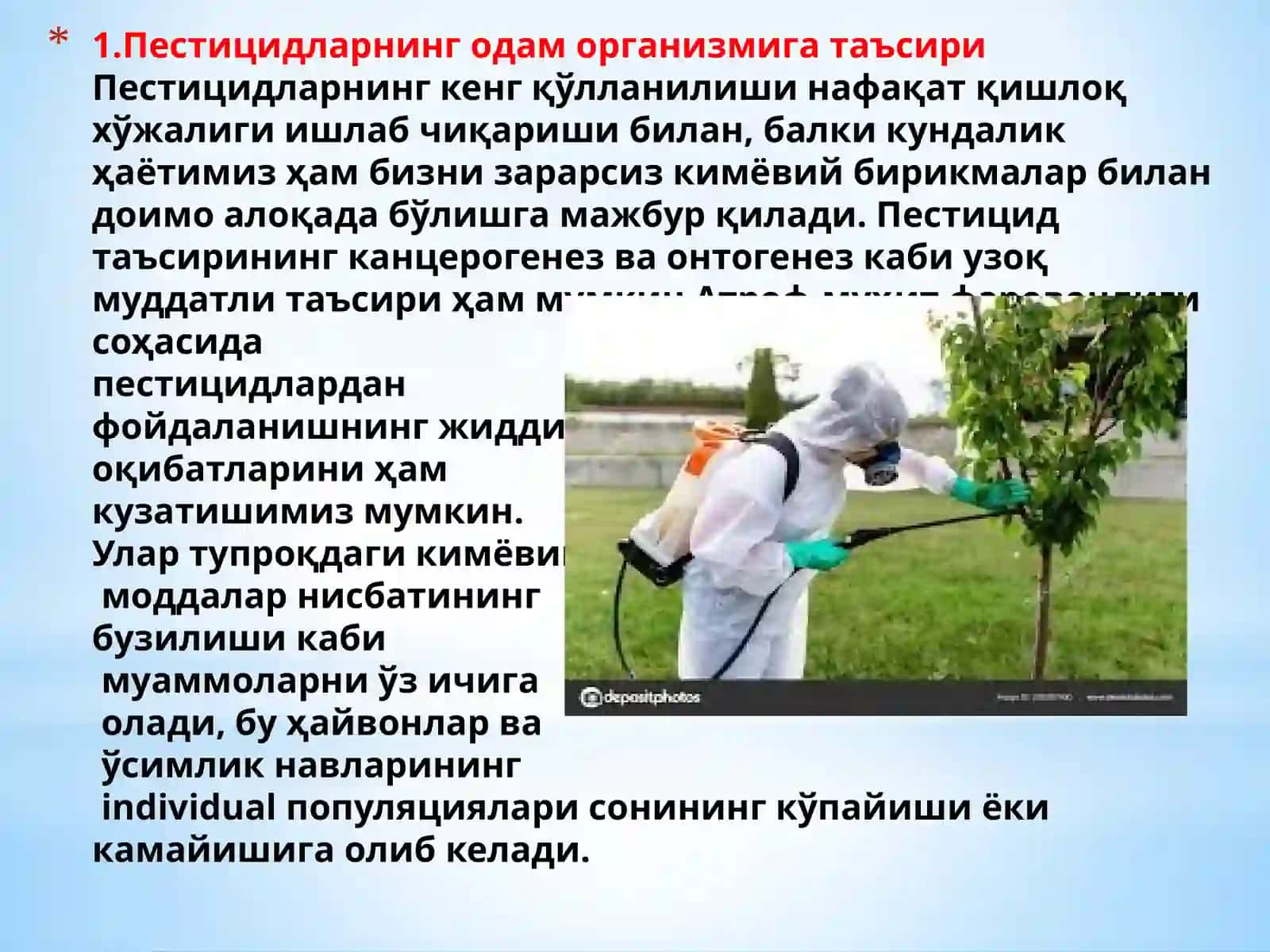 Mustaqilishga Asoslangan Ovqatlanish Gigienasi Fanidan Tayyorlagan Pestitsidlar Bilan Ishlovchilar Uchun Profilaktik Ratsion Tuzish Bo'yicha Mavzu 4