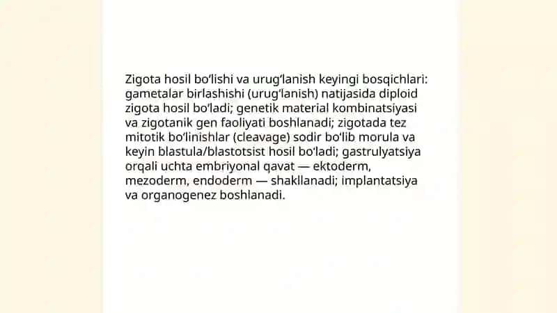 Ontogenizda organizmning rivojlanish bosqichlari 4