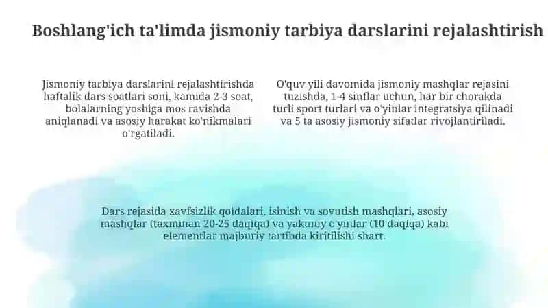 Boshlangich talimda jismoniy tarbiyaning otilishi va uni rejalashtirish 4