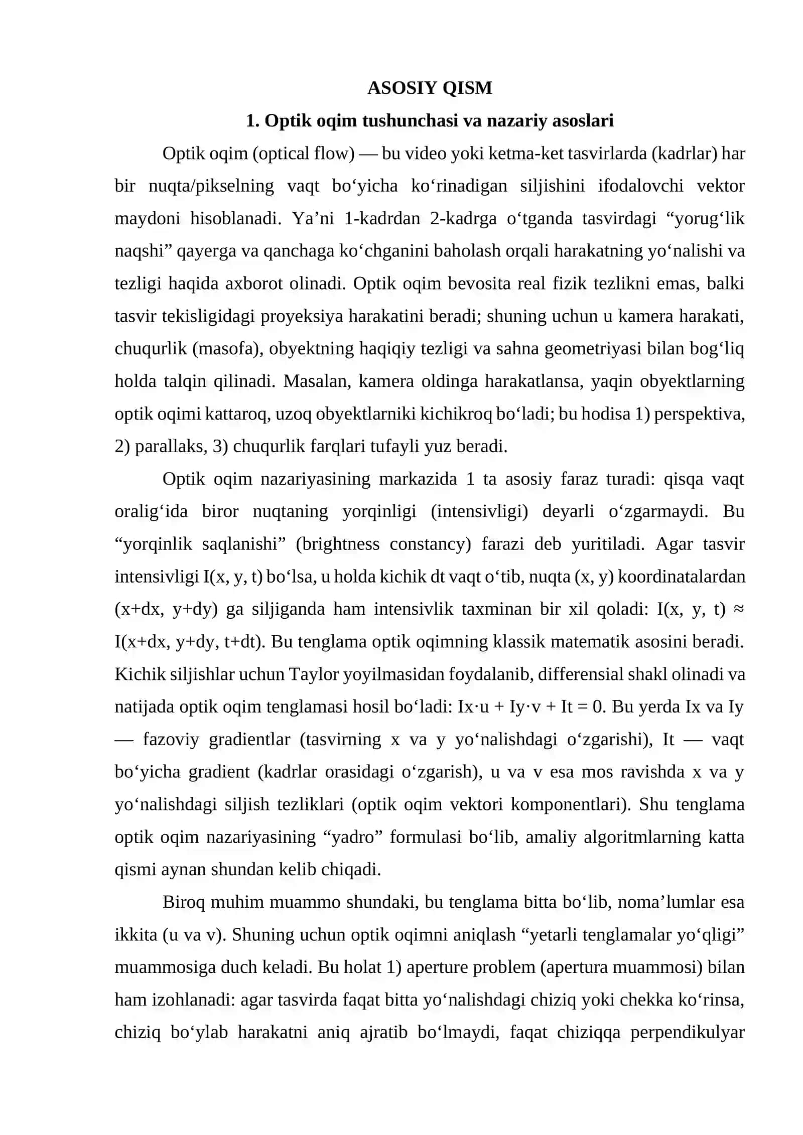 Optik oqim va harakatni baholashda rasmni qayta ishlash 4