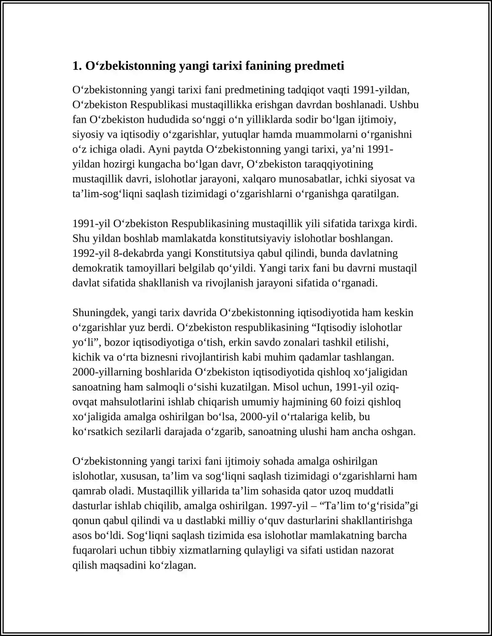 O‘zbekistonning yangi tarixi fani predmeti 4