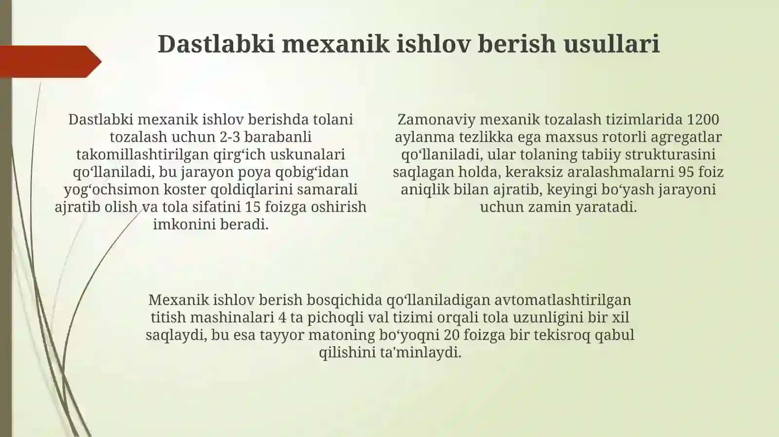 Zigir tolali matolarni boʻyash va gul bosishga tayyorlashning zamonaviy texnologiyalari 4
