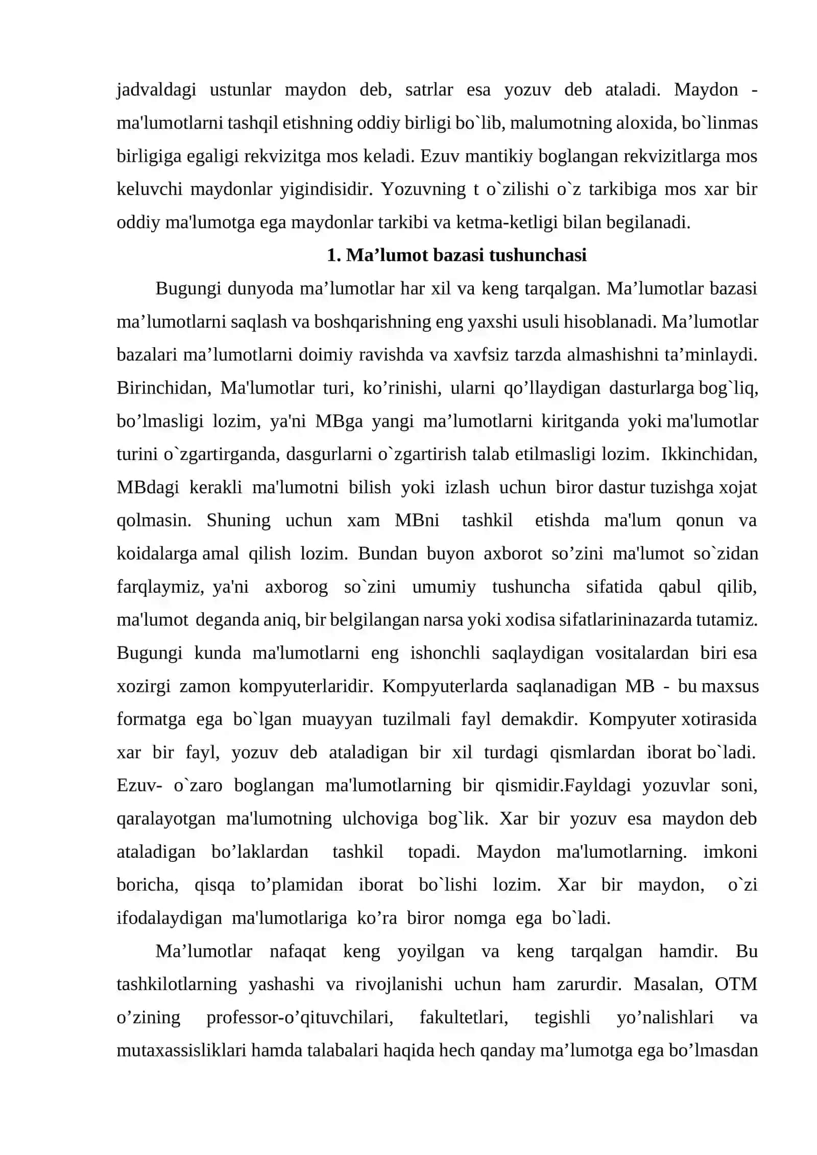 Mehmonxona ma’lumotlar bazasini loyihalash 4