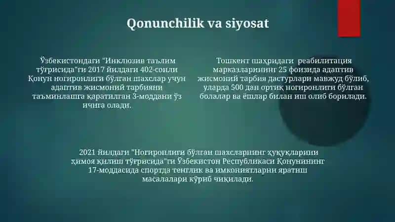 Adaptiv jismoniy tarbiya va nogiron shaxslarning ijtimoiy huquqlari 4