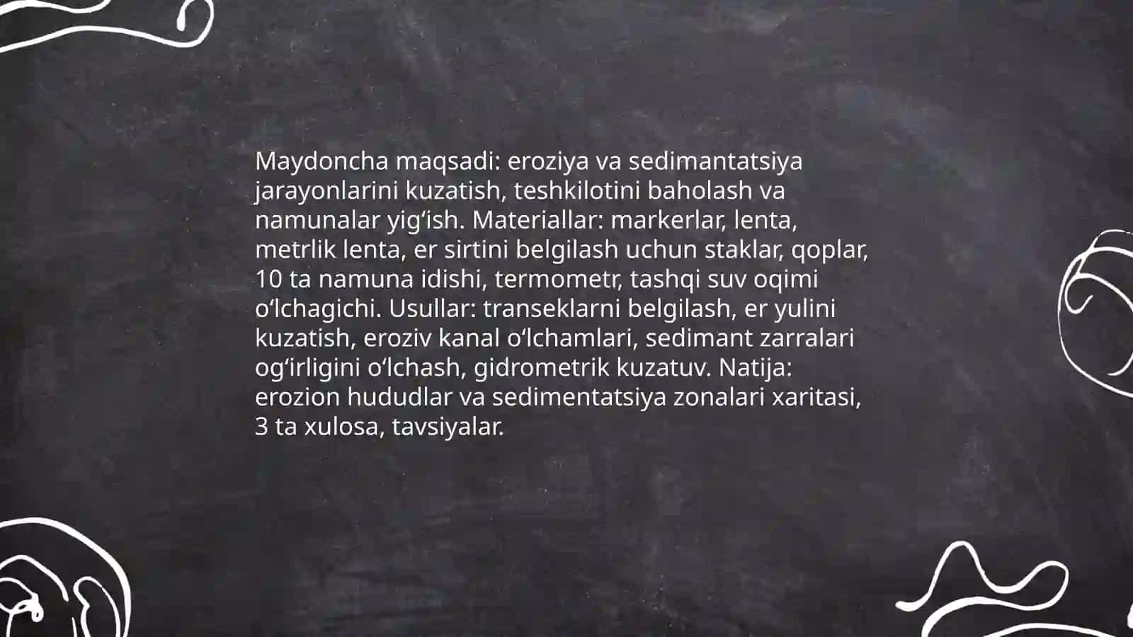 Geografiya maydonchasida o'tkaziladigan biror mavzuga bir soatlik dars ishlanmagan yozish 4