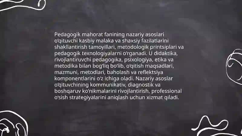 Pedagogik mahorat fanining nazariy asoslari va uning shaxs faoliyatidagi ahamiyati Muxammadiyeva Dilobar 4