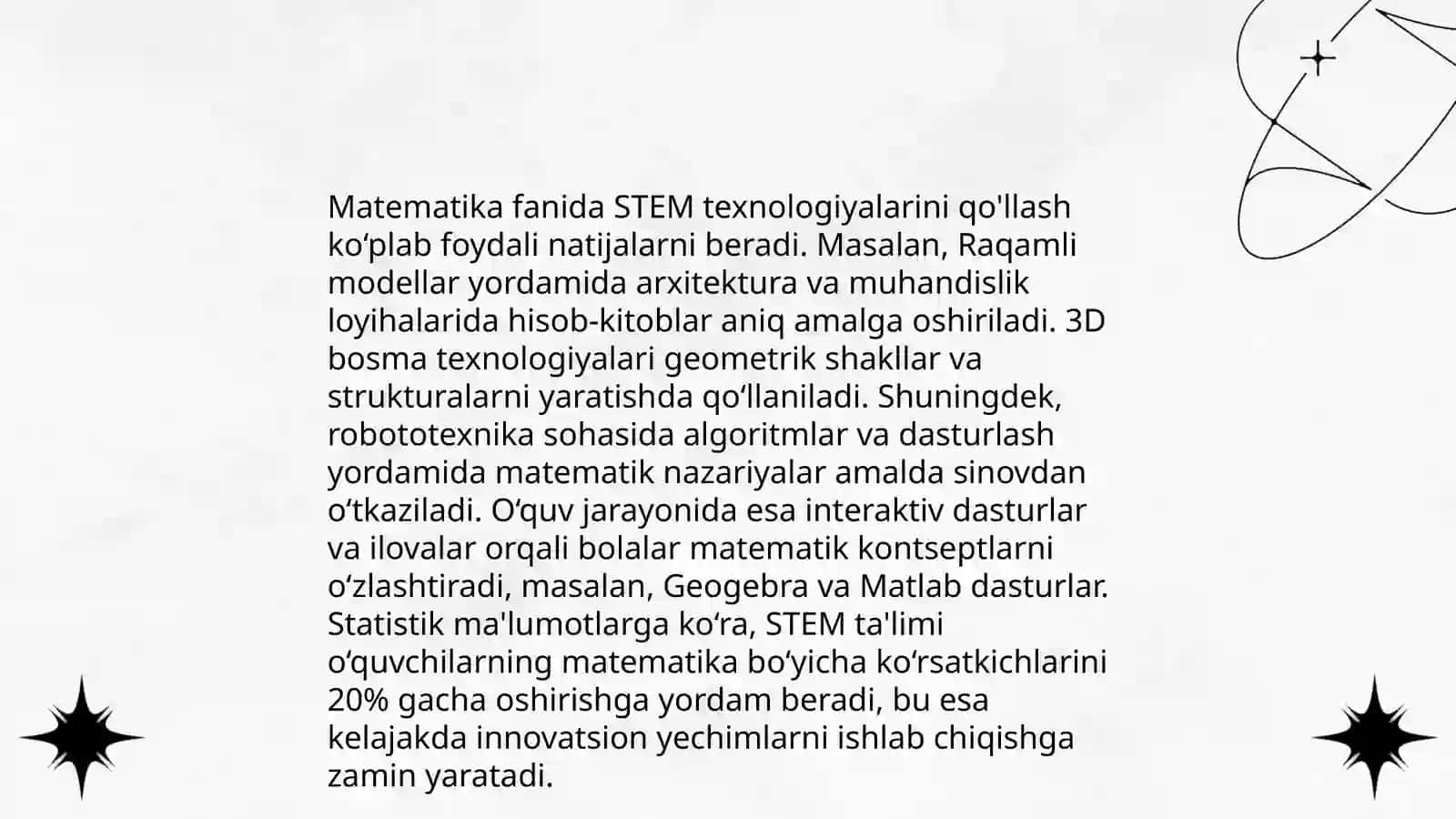 Umumiy õrta ta'lim maktablarida STEM texnologiyalaridan foydalanish 4